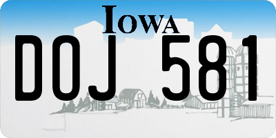 IA license plate DOJ581