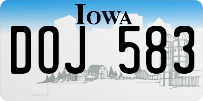 IA license plate DOJ583