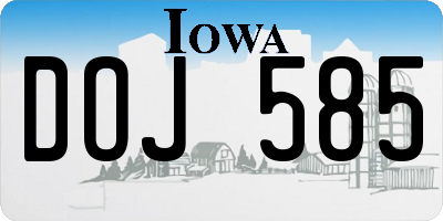 IA license plate DOJ585