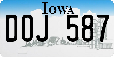 IA license plate DOJ587