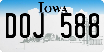 IA license plate DOJ588