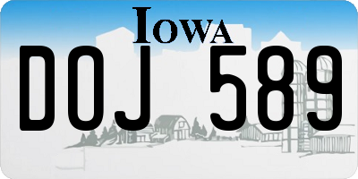 IA license plate DOJ589