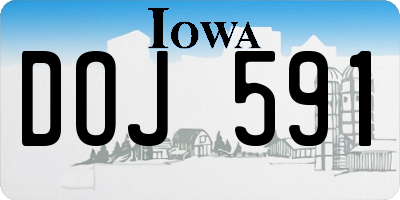 IA license plate DOJ591