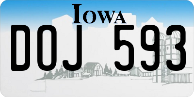 IA license plate DOJ593