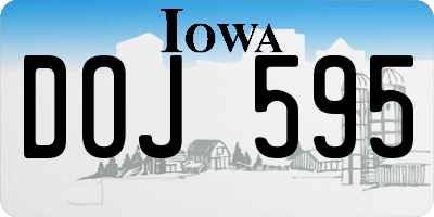 IA license plate DOJ595