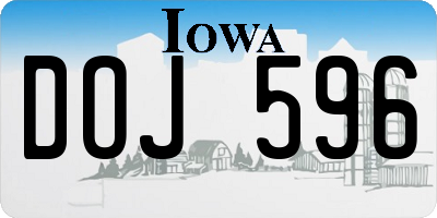 IA license plate DOJ596