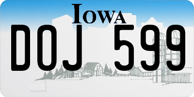 IA license plate DOJ599