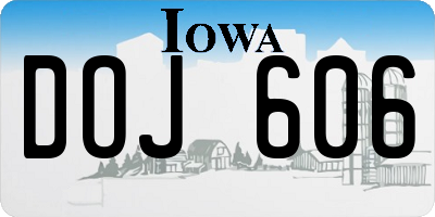IA license plate DOJ606