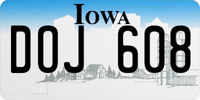 IA license plate DOJ608