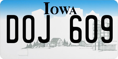 IA license plate DOJ609