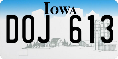 IA license plate DOJ613