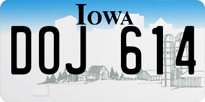 IA license plate DOJ614