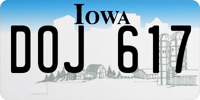 IA license plate DOJ617
