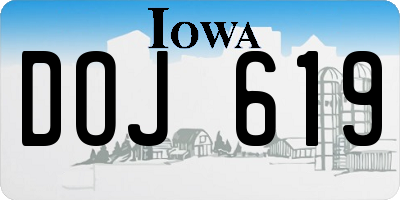 IA license plate DOJ619