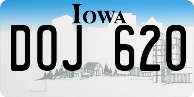 IA license plate DOJ620