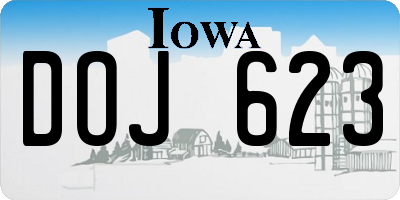 IA license plate DOJ623