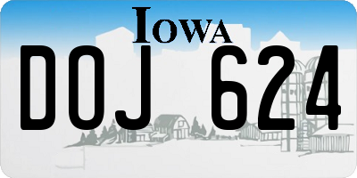 IA license plate DOJ624