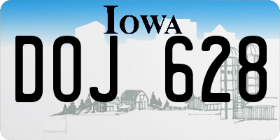 IA license plate DOJ628