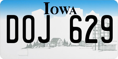 IA license plate DOJ629