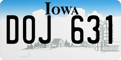 IA license plate DOJ631