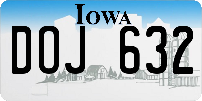 IA license plate DOJ632