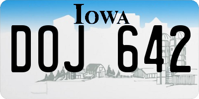 IA license plate DOJ642