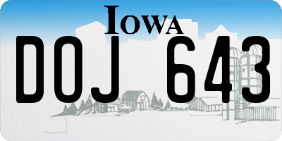 IA license plate DOJ643