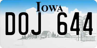 IA license plate DOJ644