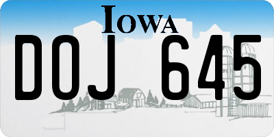 IA license plate DOJ645