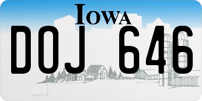 IA license plate DOJ646