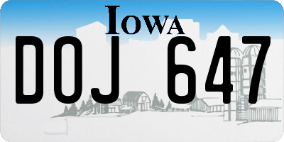 IA license plate DOJ647