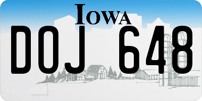 IA license plate DOJ648