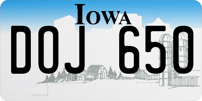 IA license plate DOJ650