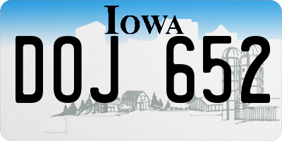 IA license plate DOJ652