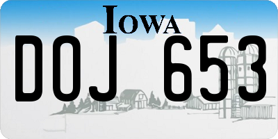 IA license plate DOJ653