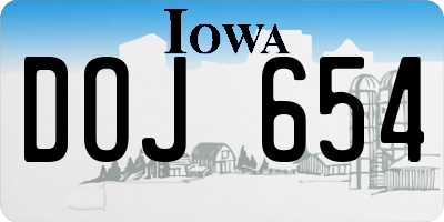 IA license plate DOJ654