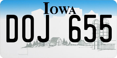 IA license plate DOJ655