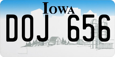 IA license plate DOJ656
