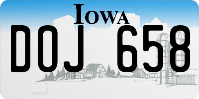 IA license plate DOJ658