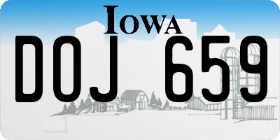 IA license plate DOJ659