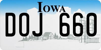 IA license plate DOJ660