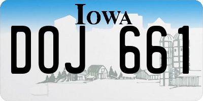 IA license plate DOJ661