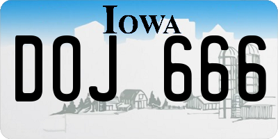 IA license plate DOJ666