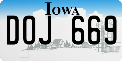 IA license plate DOJ669