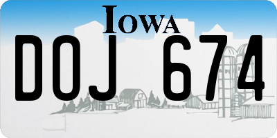 IA license plate DOJ674