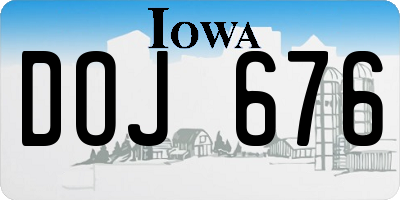 IA license plate DOJ676