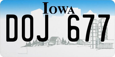 IA license plate DOJ677