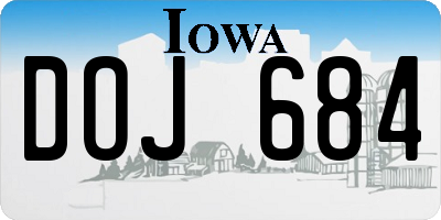 IA license plate DOJ684