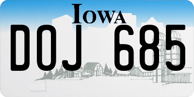 IA license plate DOJ685