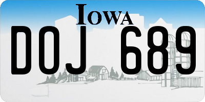 IA license plate DOJ689
